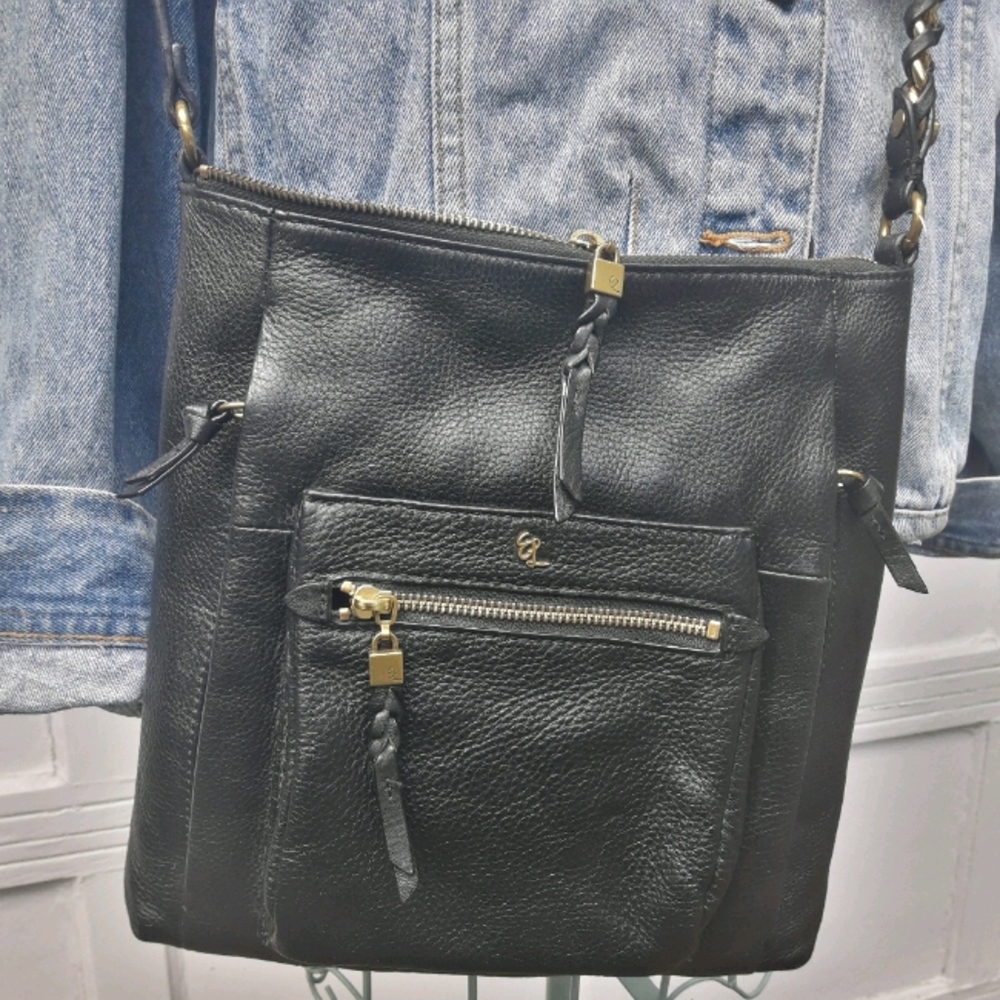 Genuine Leather Crossbody Bag Vintage Designer Purse Soft Pebbled Leather Long - Picture 15 of 16